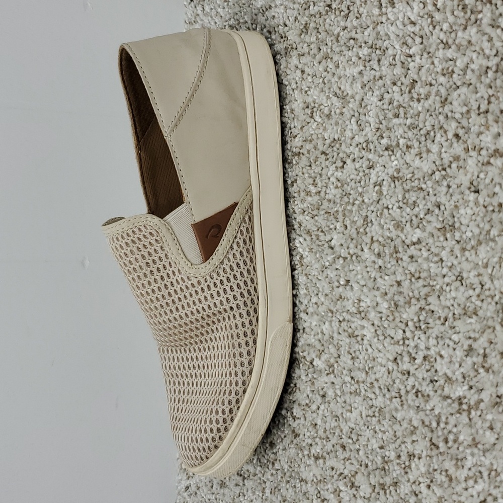 Olukai Pehuea Loafers Mesh Textile Upper Beige Slip On Casual Stretch Womens 8 - Picture 3 of 10